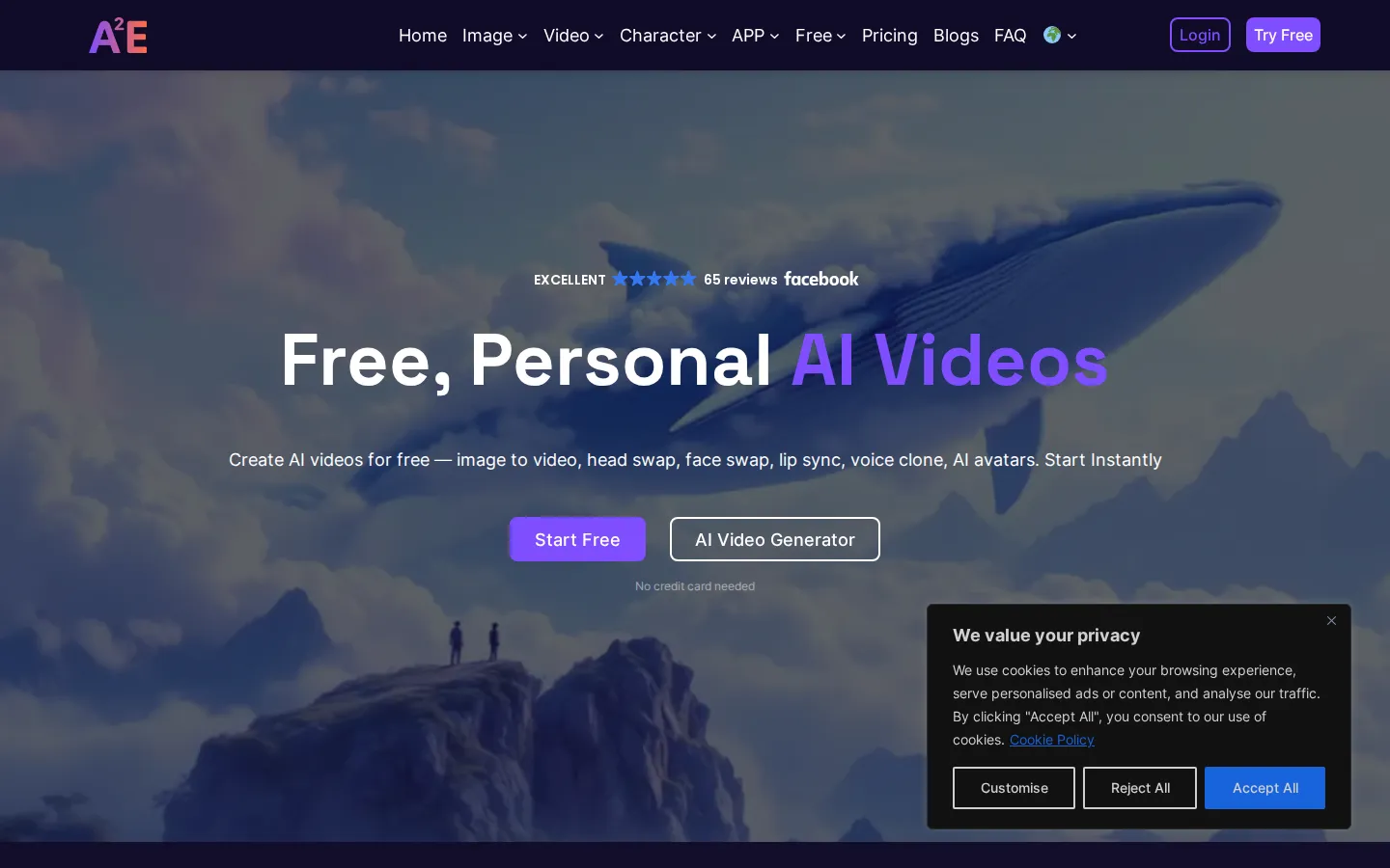 A2E AI Avatar Video Generator product interface screenshot