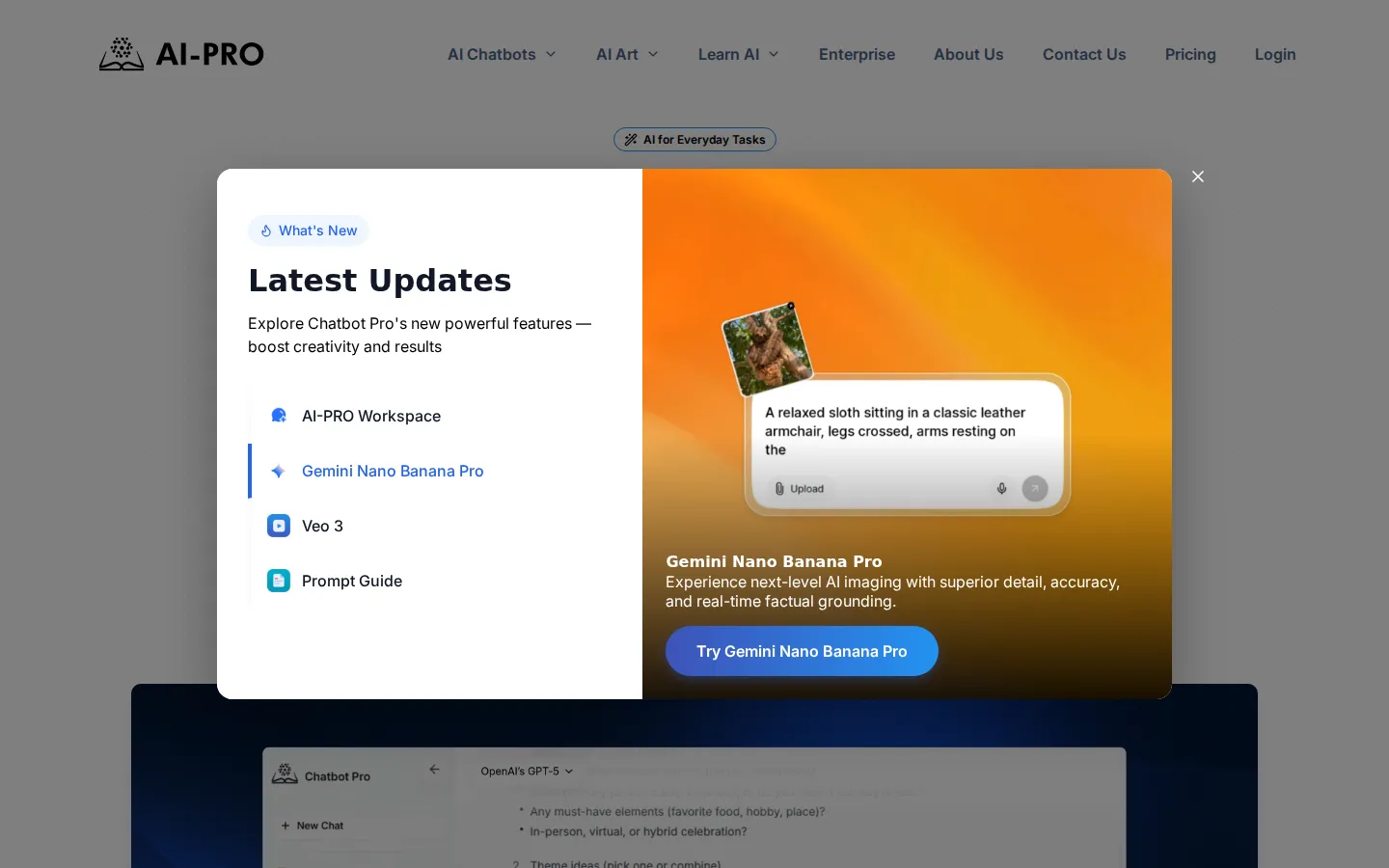 AI-PRO AI Assistant product interface screenshot