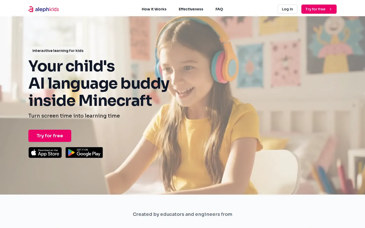 Aleph Kids AI Language Learning product interface screenshot