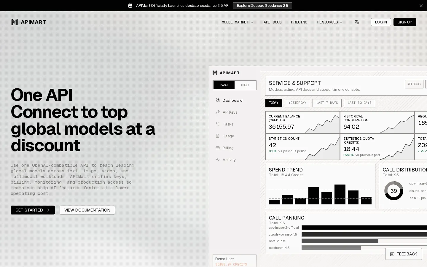 APIMart AI API product interface screenshot