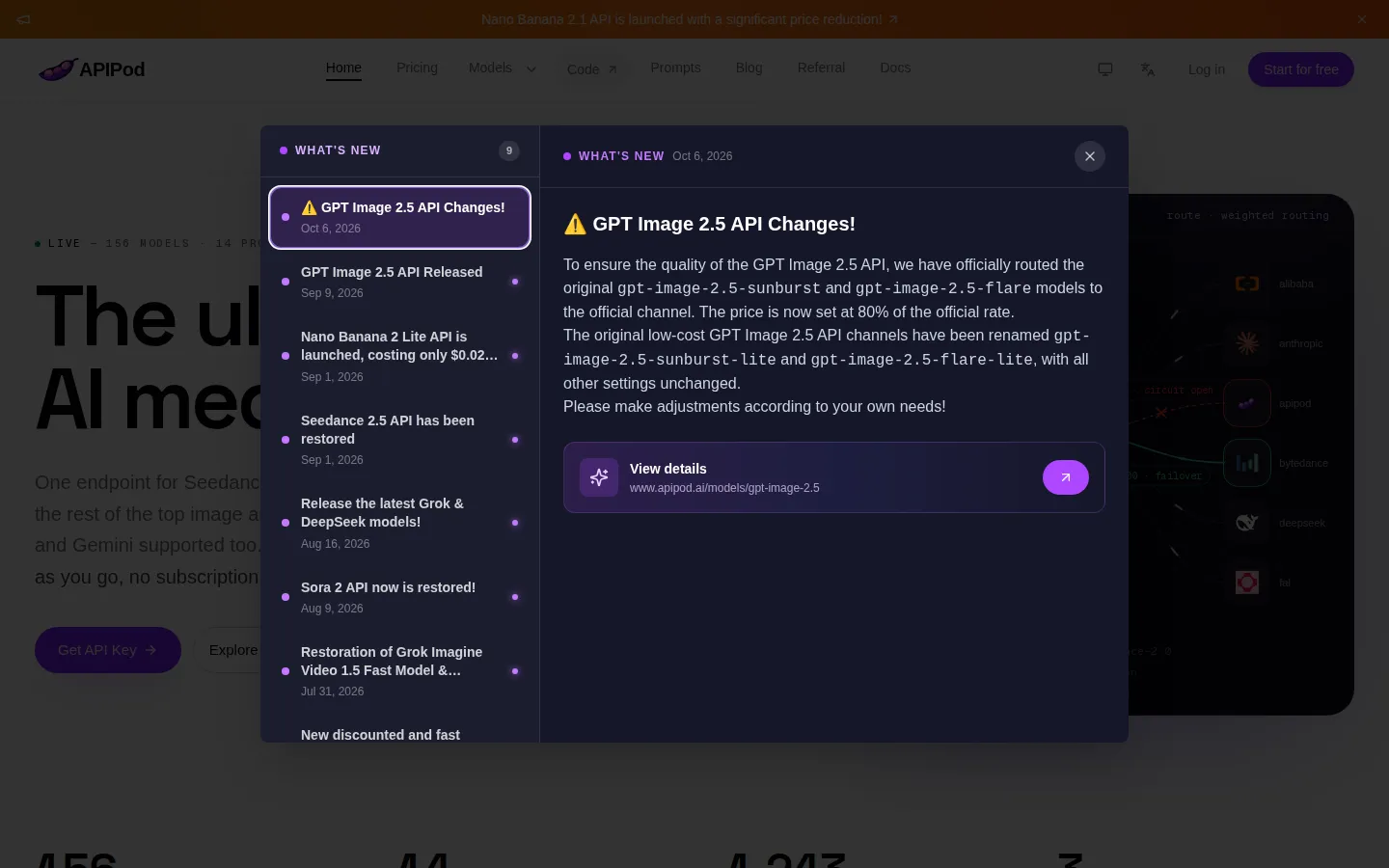 APIPod AI API product interface screenshot