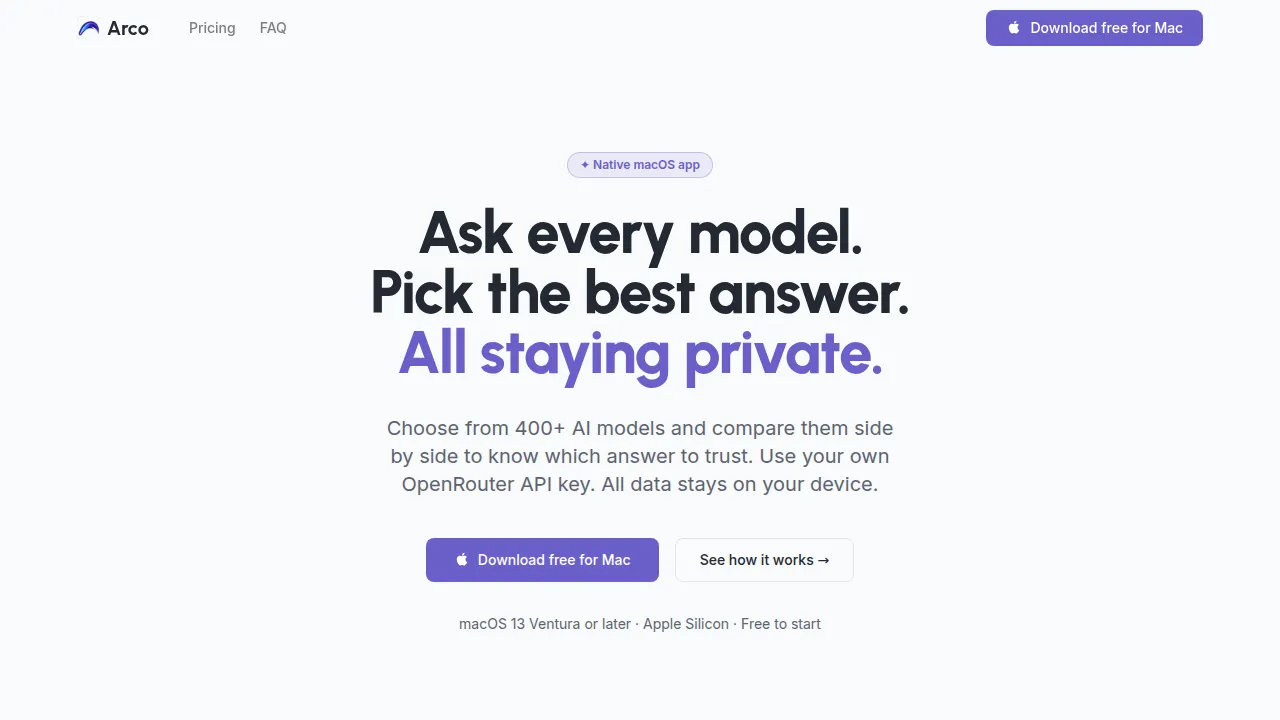 Arco AI Chatbot product screenshot