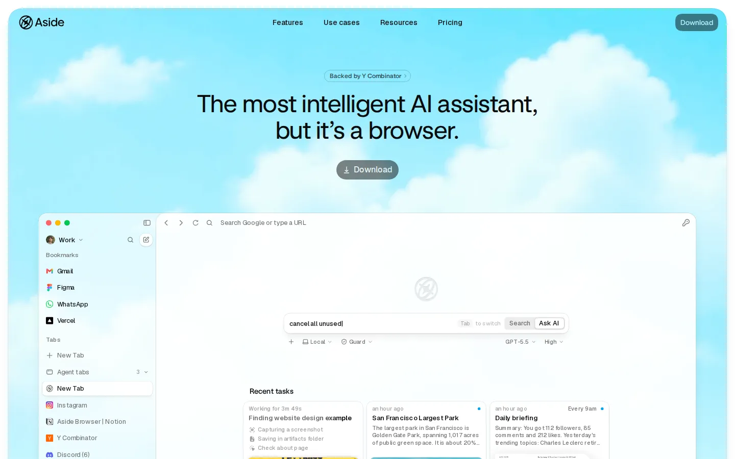 Aside AI Agent product screenshot