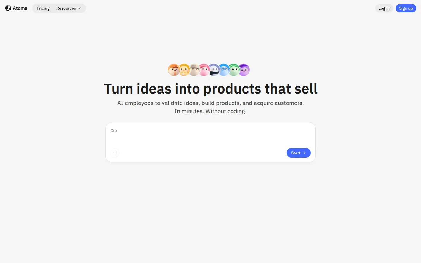 Atoms AI App Builder product screenshot