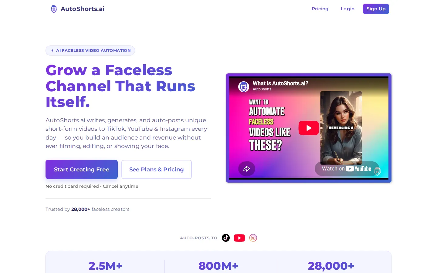 AutoShorts.ai AI Short Video Generator product interface screenshot