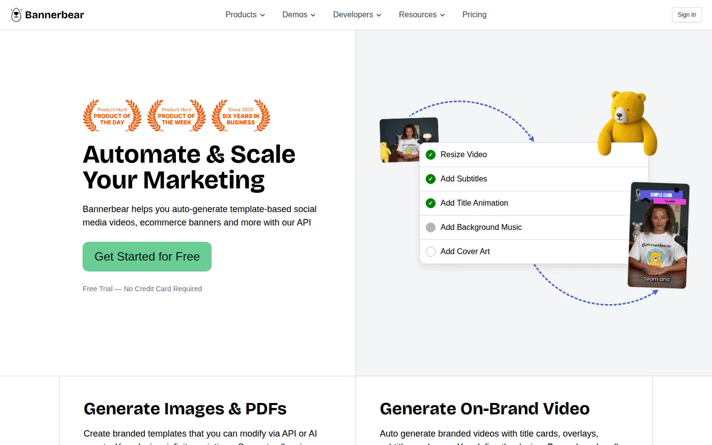 Bannerbear Image Generation & Editing product screenshot