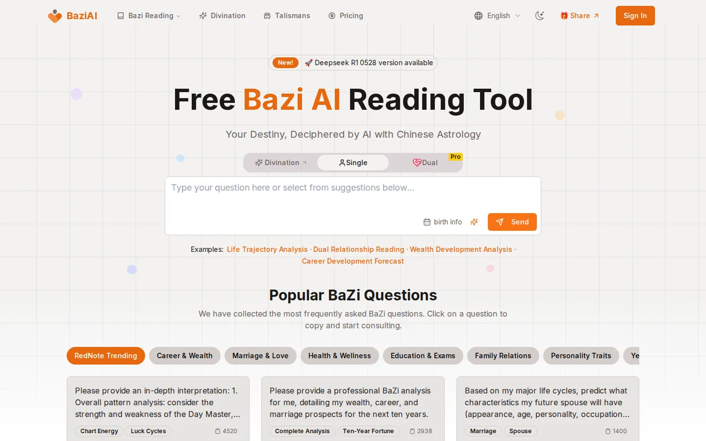 BaziAI AI Predictions product interface screenshot