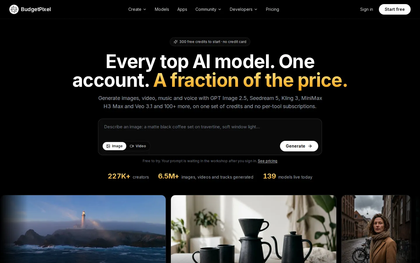 BudgetPixel AI Image Generator product screenshot