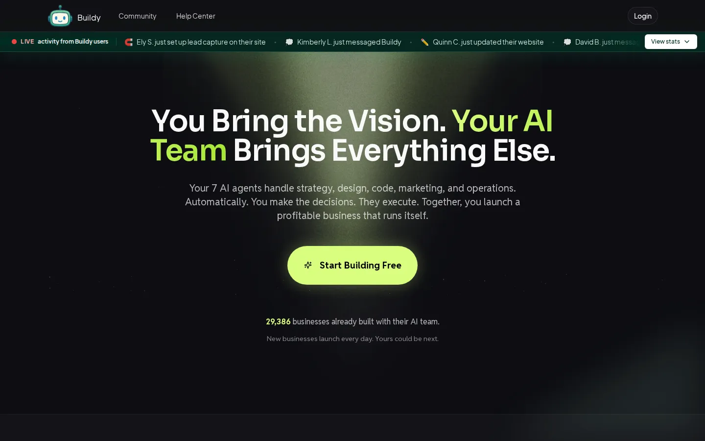 Buildy AI Website Builder product interface screenshot