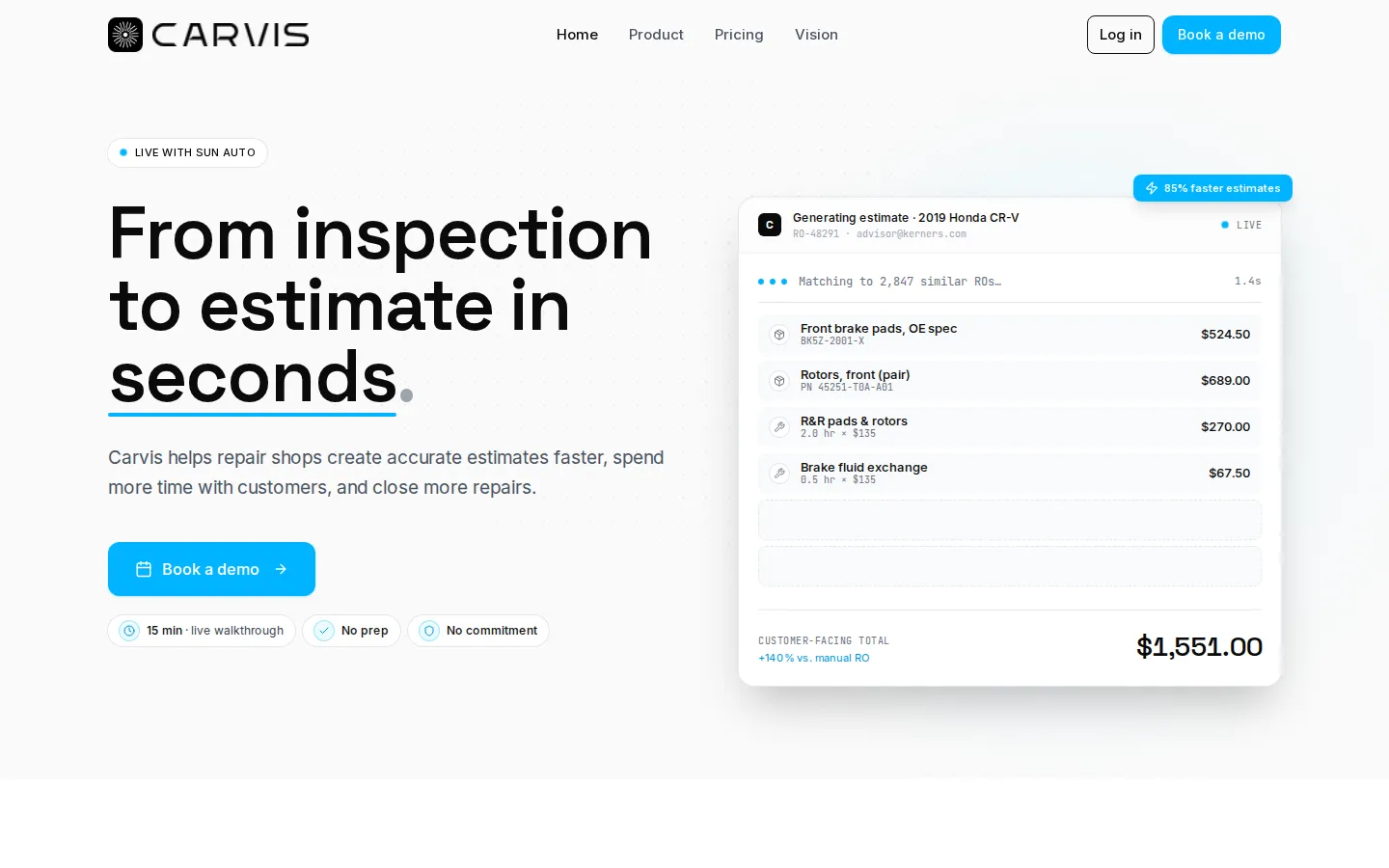 Carvis AI Agent product screenshot