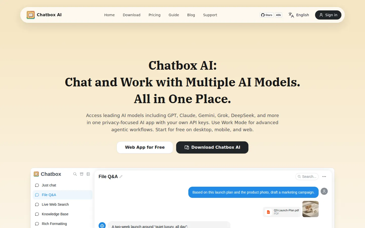 Chatbox AI AI Assistant product interface screenshot