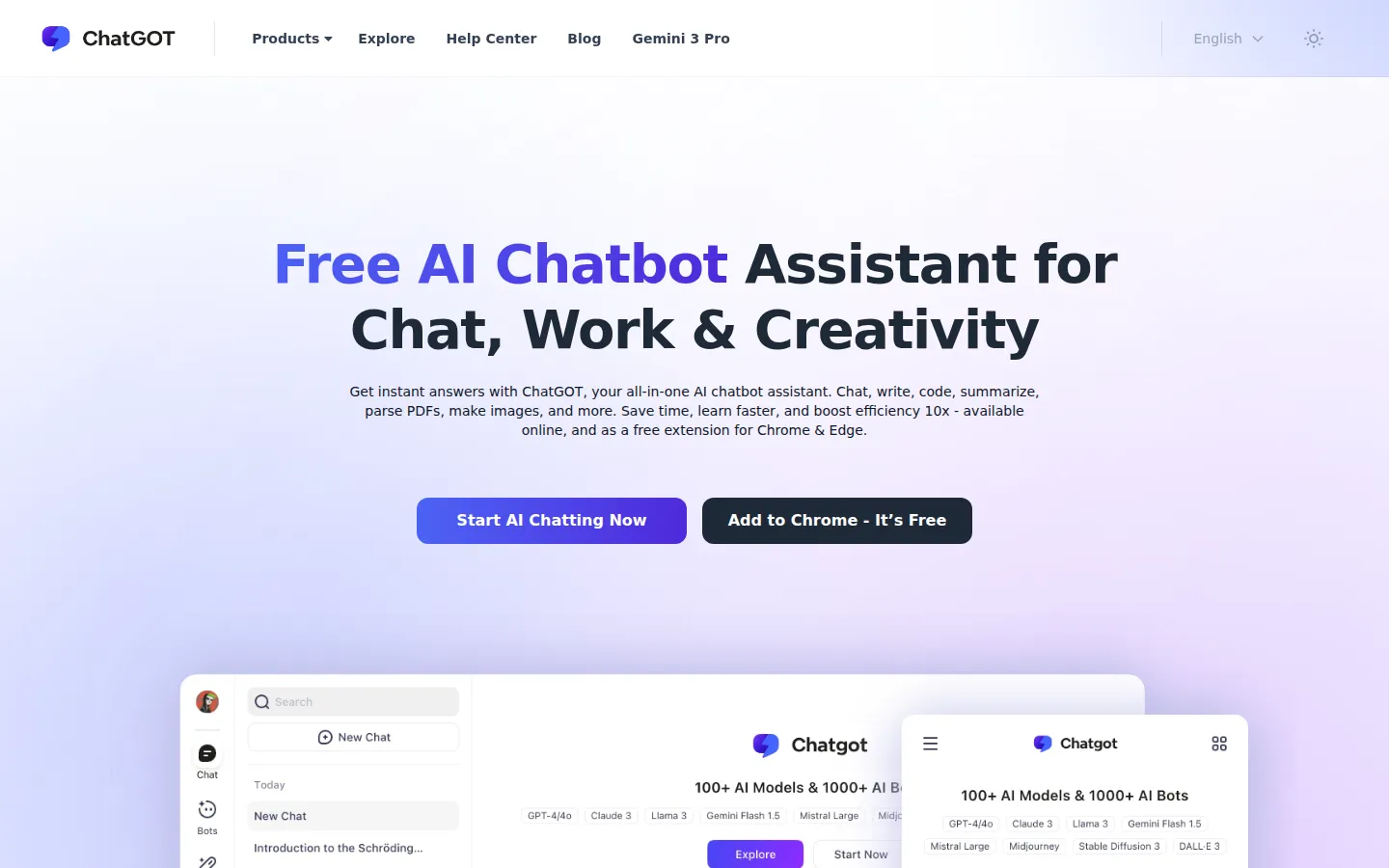 ChatGOT AI Productivity Tools product screenshot