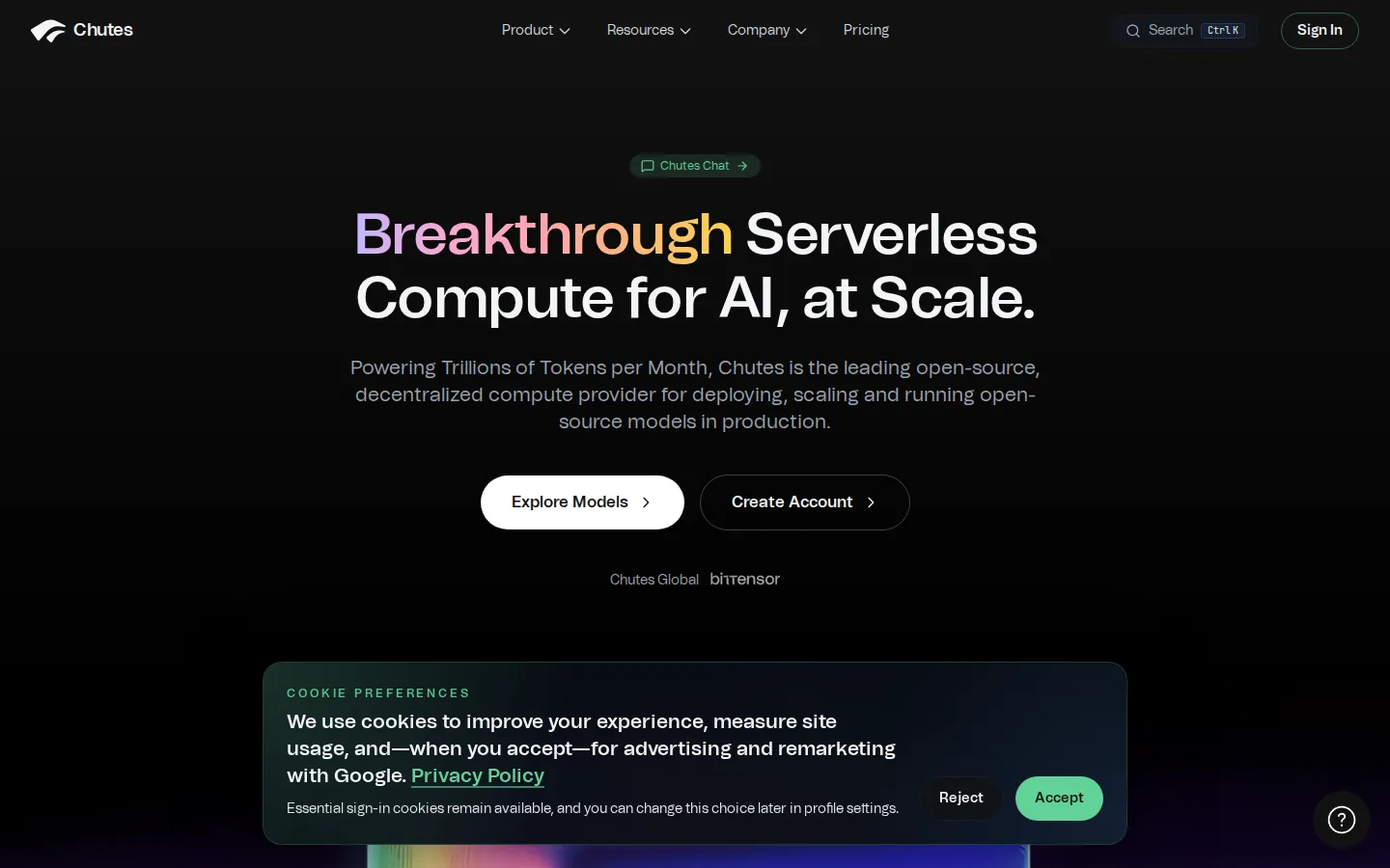 Chutes AI Developer Tools product screenshot