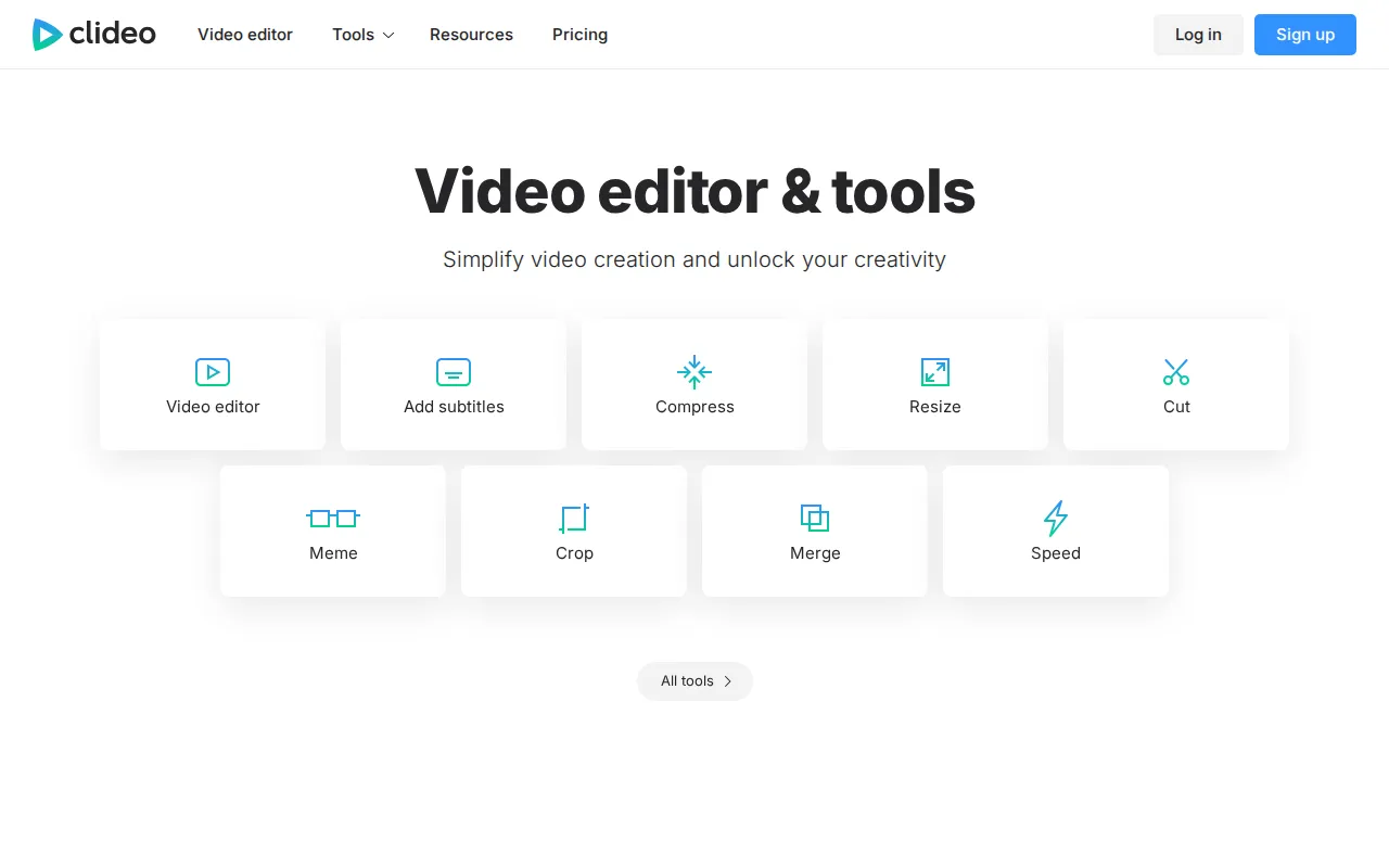 Clideo AI Video Editor product interface screenshot