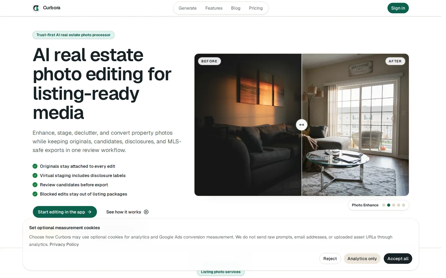 Curbora AI Image Generator product screenshot