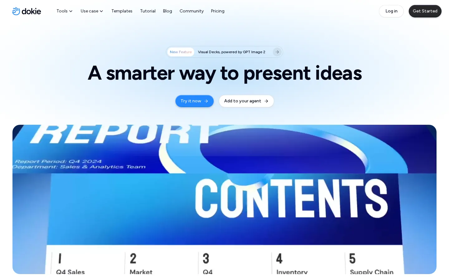 Dokie AI Presentation Generator product interface screenshot