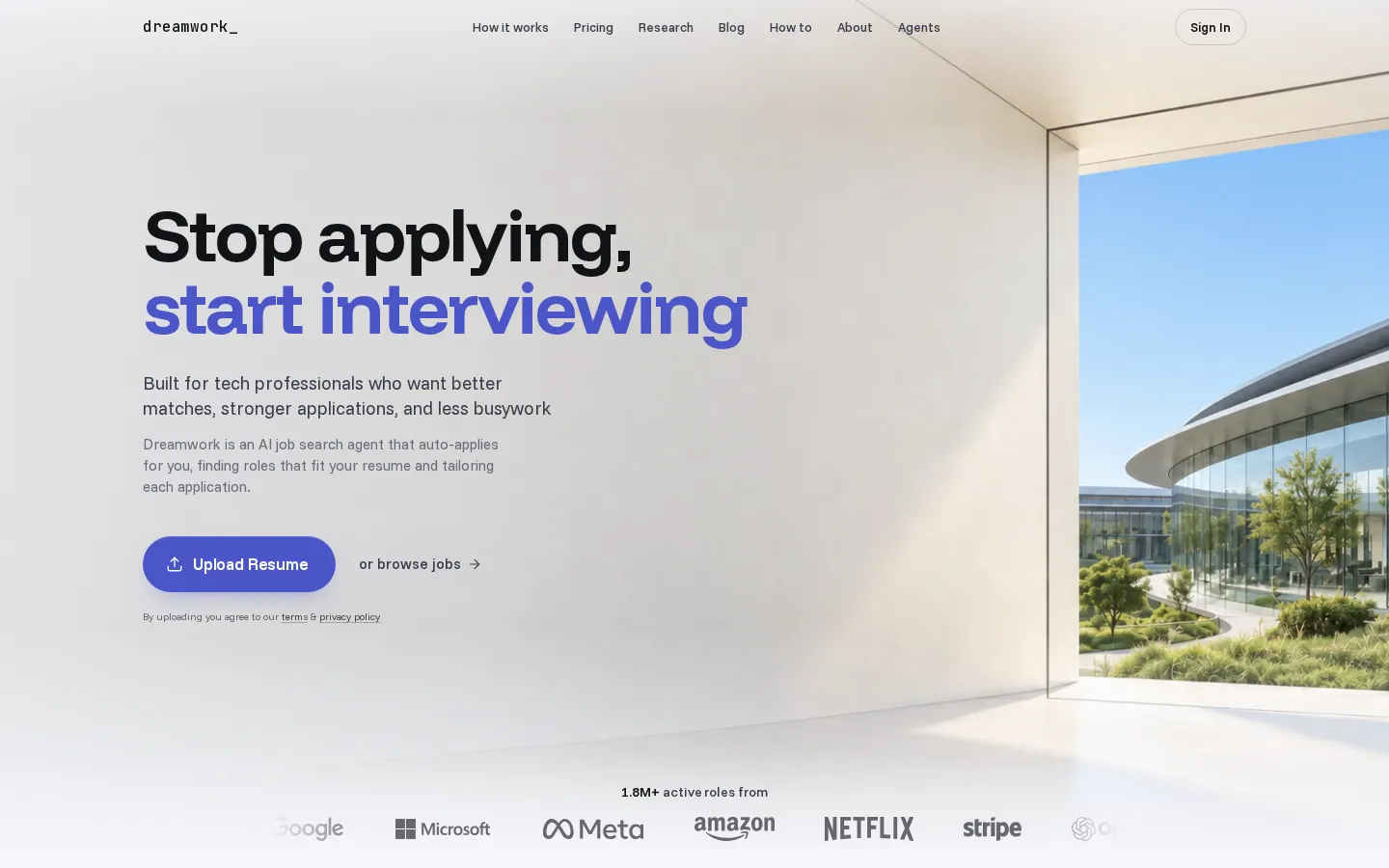 Dreamwork AI Jobs product interface screenshot