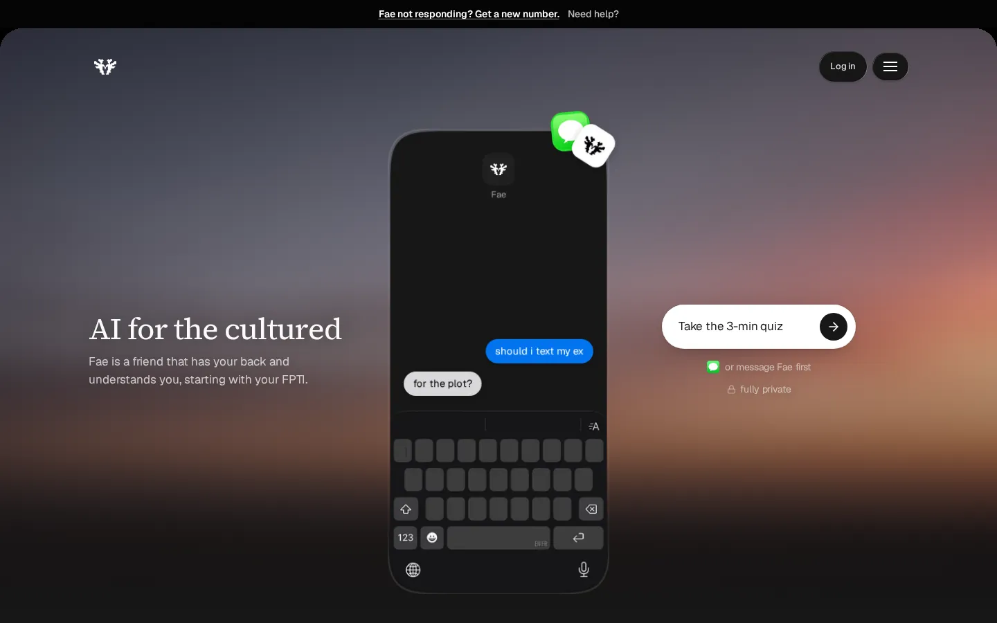 Fae AI Character product interface screenshot