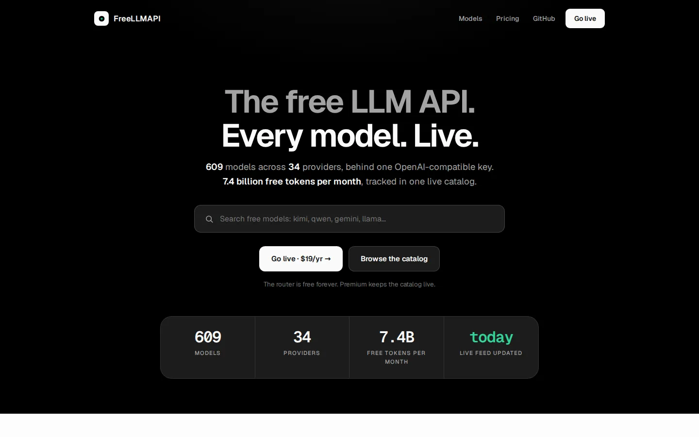 FreeLLMAPI AI API product screenshot