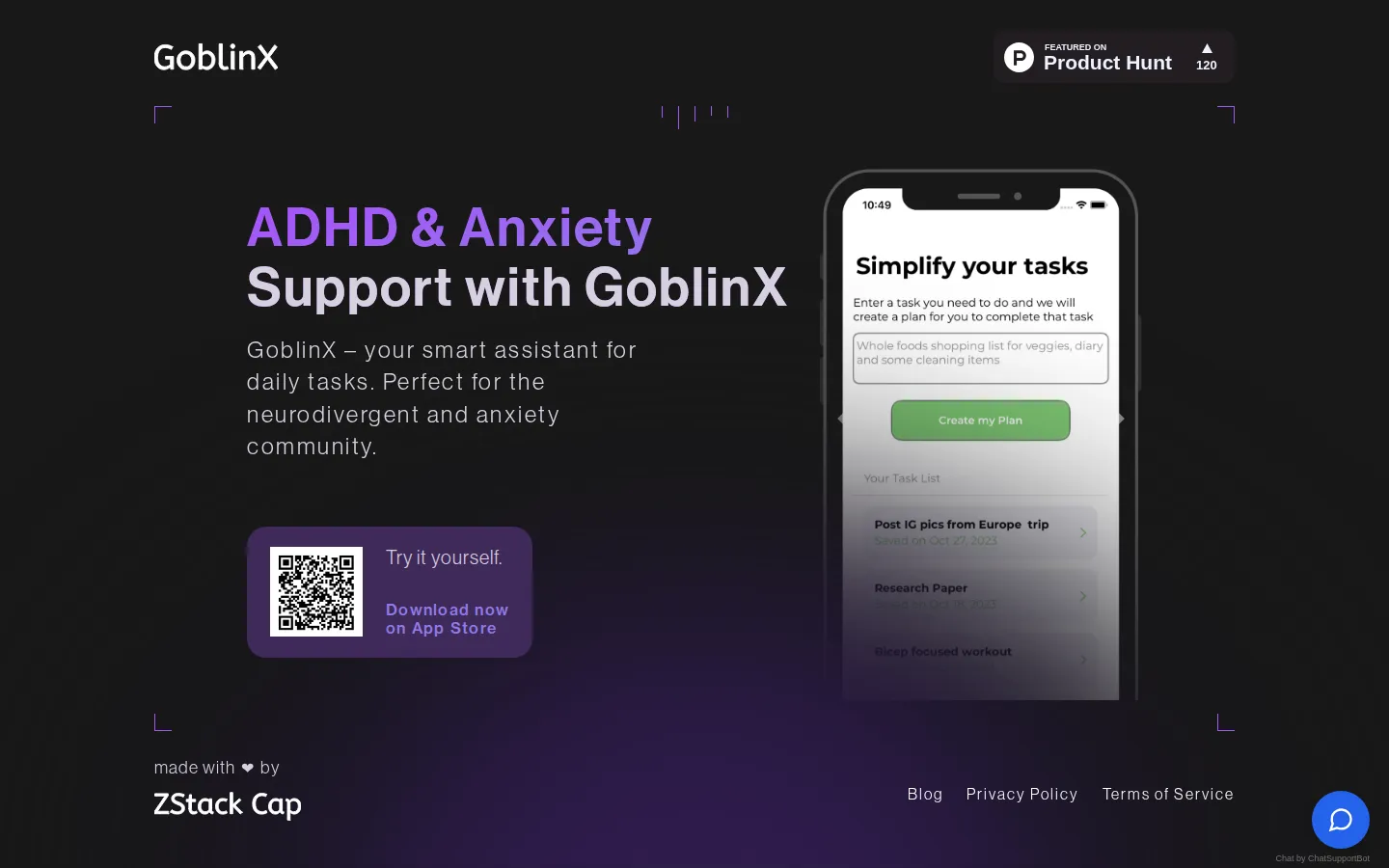 GoblinX AI Mental Health product interface screenshot