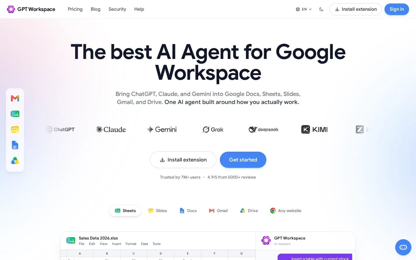 GPT Workspace AI Productivity Tools product interface screenshot