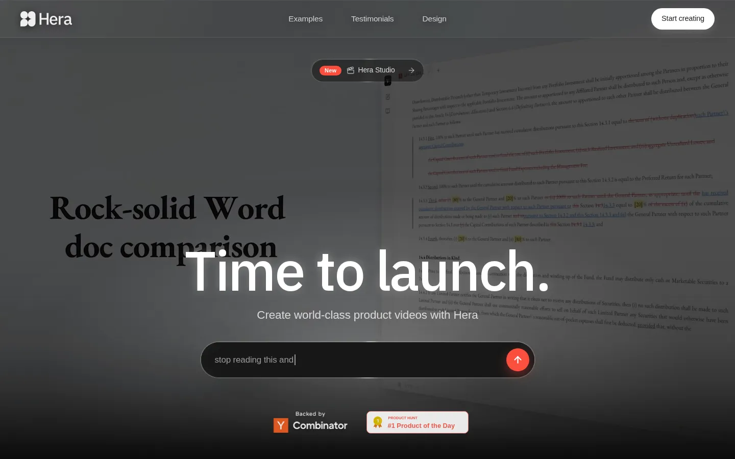 Hera AI Video Generator product interface screenshot