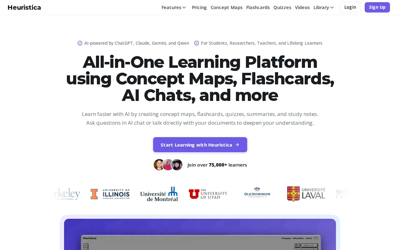 Heuristica AI Flashcard Maker product interface screenshot