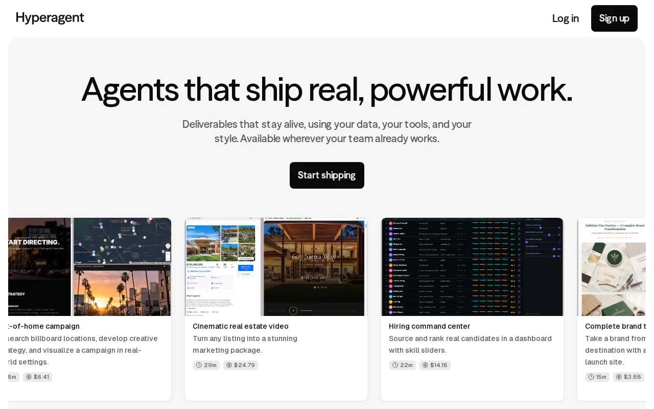 Hyperagent AI Agent product screenshot