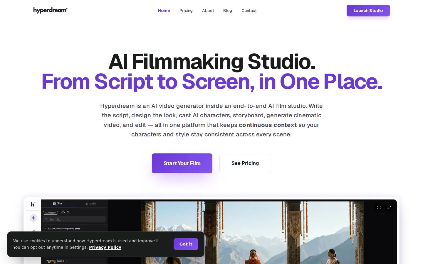 Hyperdream AI Video Generator product interface screenshot