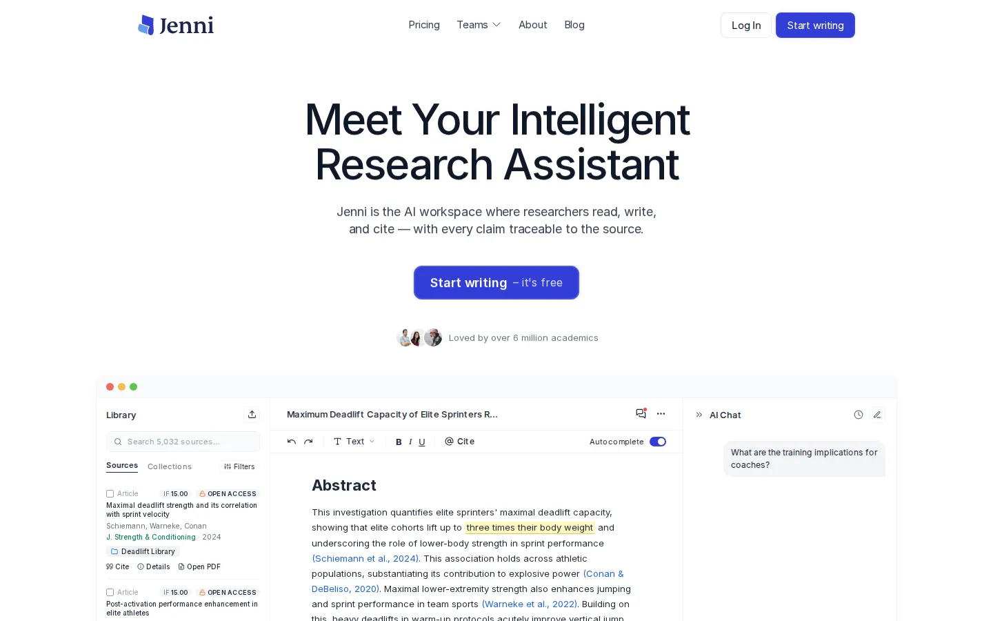 Jenni AI AI Copywriting product screenshot