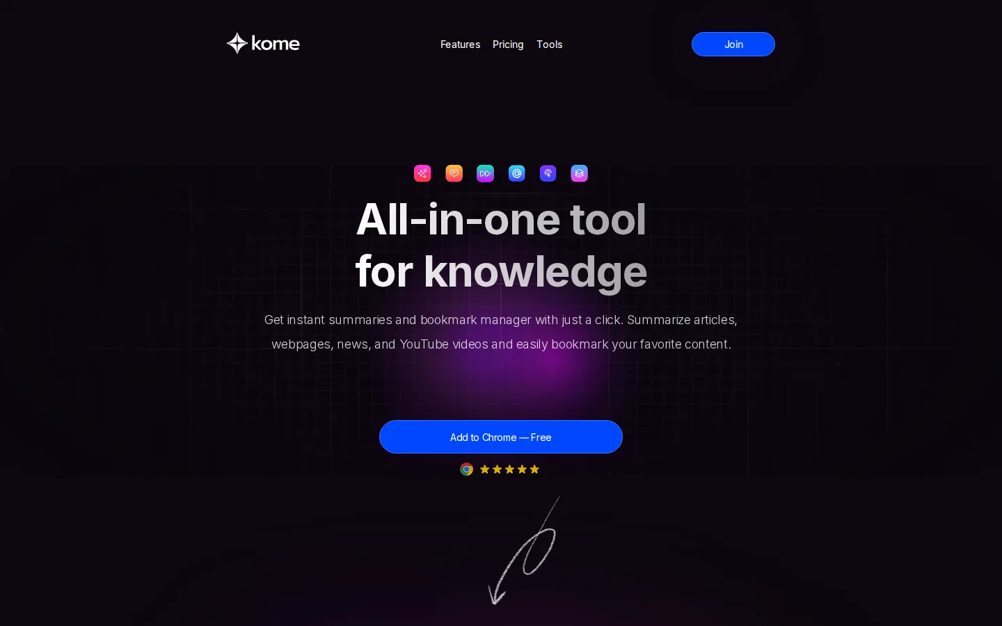 Kome AI Article Summarizer product screenshot