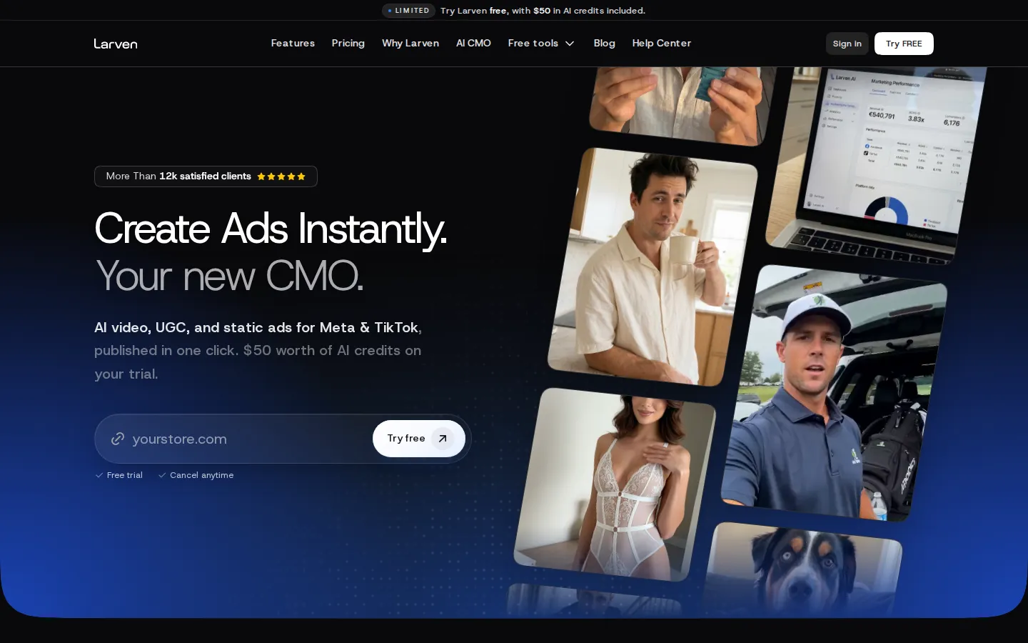 Larven AI Advertising product interface screenshot
