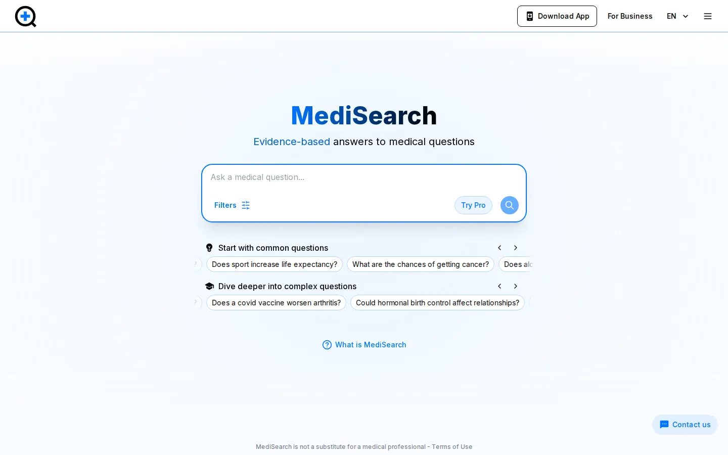 MediSearch AI Healthcare product interface screenshot