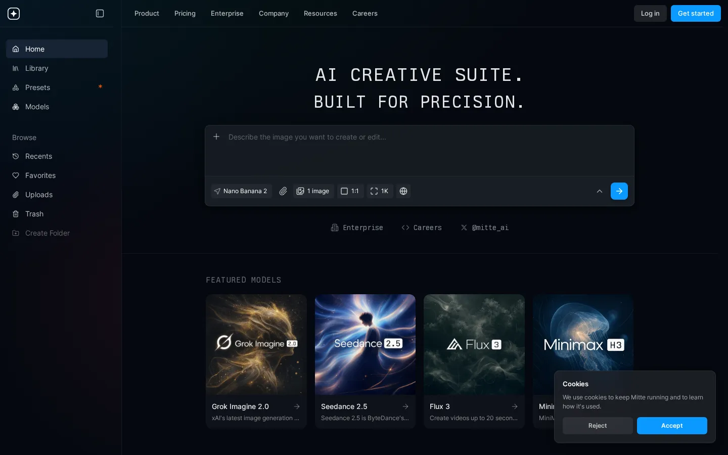 Mitte AI Video Generator product interface screenshot