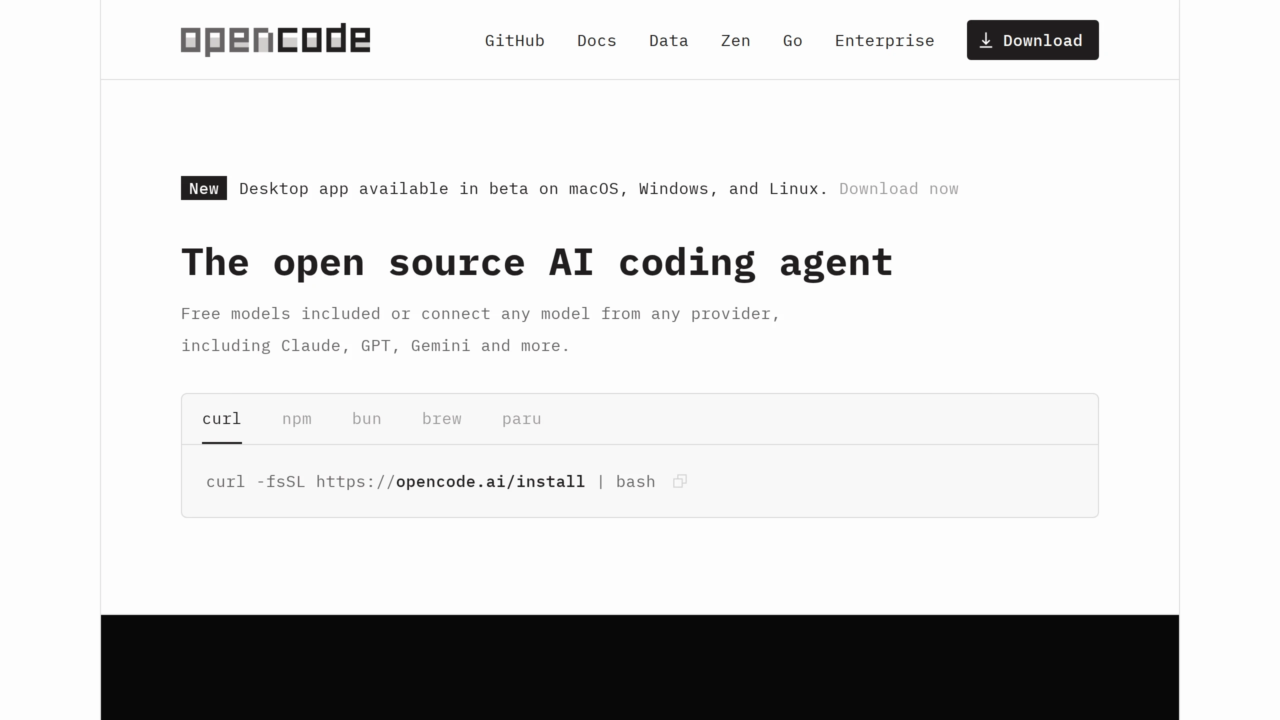 OpenCode AI Code Assistant product screenshot
