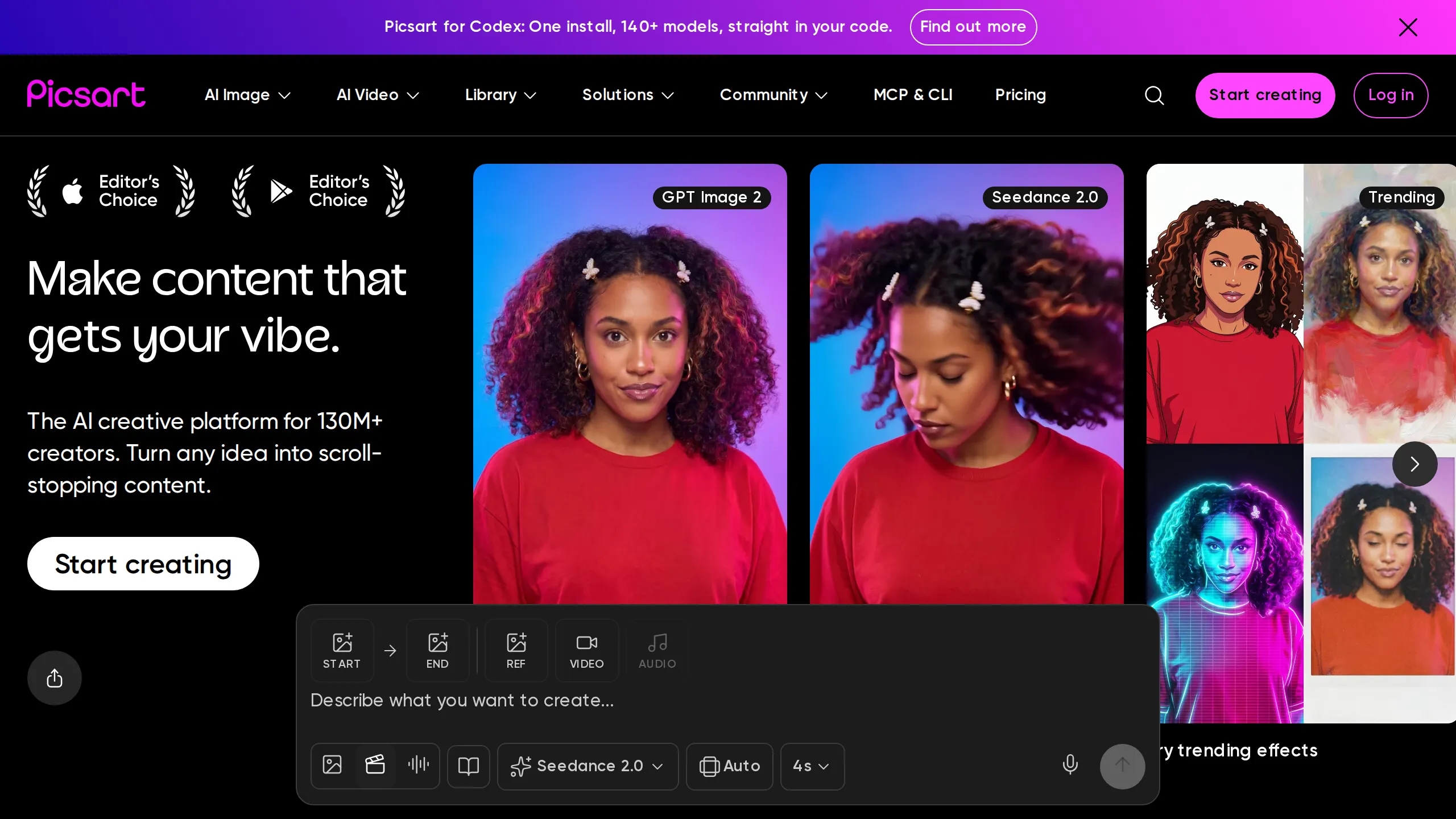 Picsart AI Graphic Design product interface screenshot