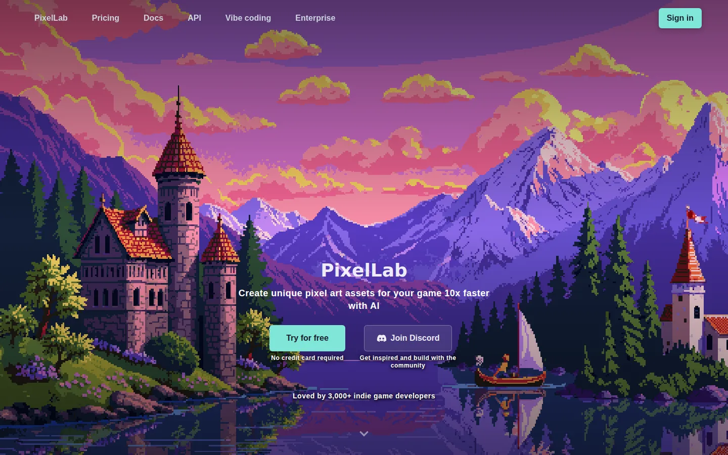 PixelLab AI Game Generator product interface screenshot