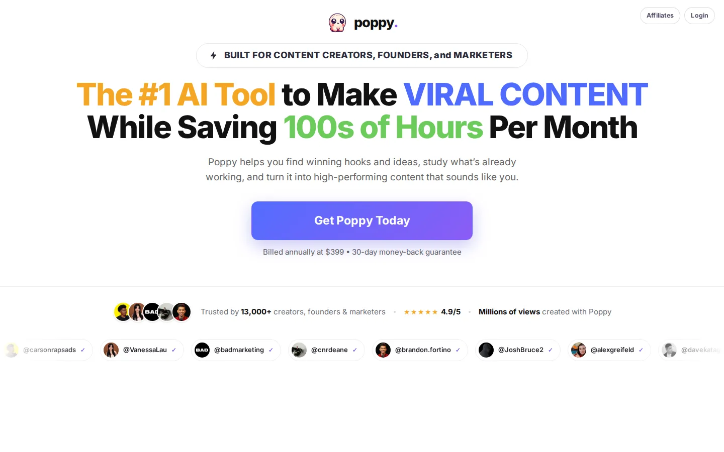 Poppy AI AI Marketing product interface screenshot