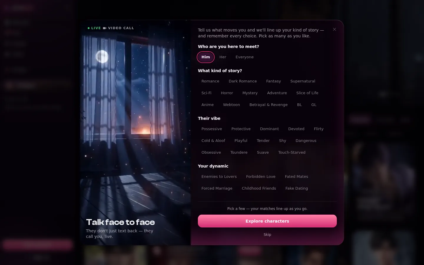 Prelulu AI Character product screenshot