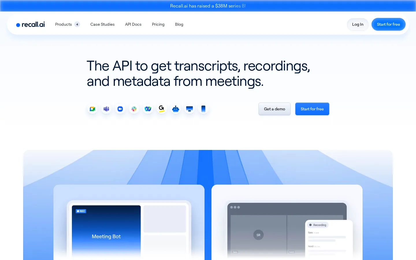 Recall.ai AI Meeting Assistant product interface screenshot