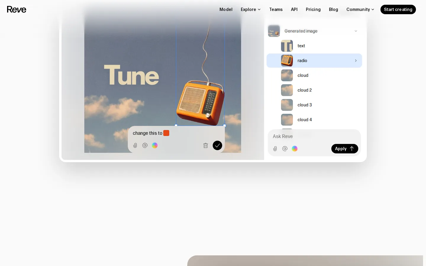 Reve AI Image Generator product interface screenshot