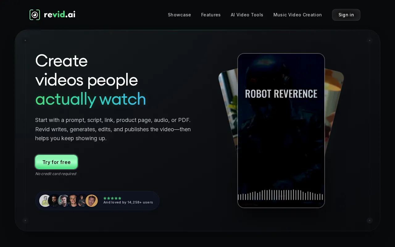 Revid AI AI Video Generator product screenshot