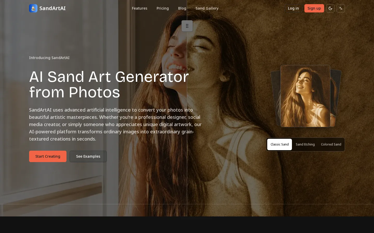 SandArtAI AI Art Generator product screenshot