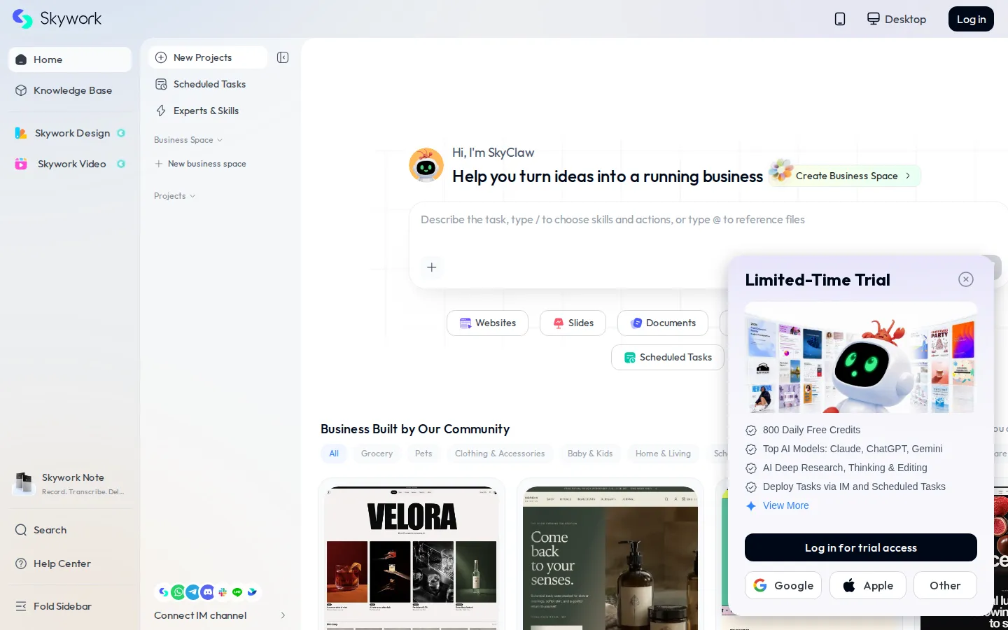 Skywork AI Productivity Tools product screenshot