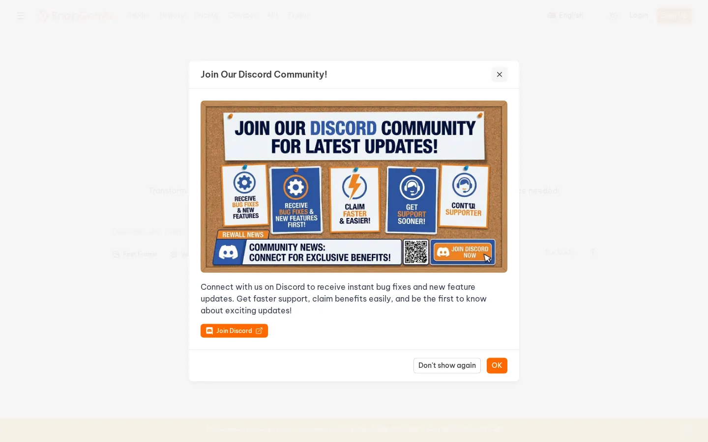 SnapGen AI AI Video Generator product interface screenshot
