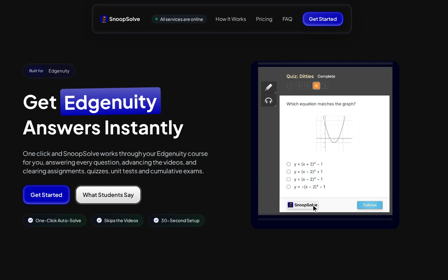 SnoopSolve AI Homework Helper product interface screenshot