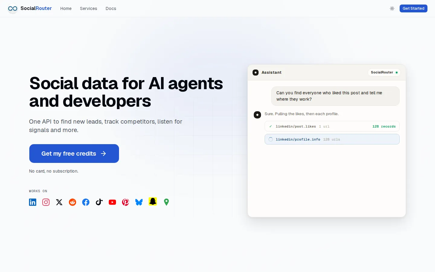 SocialRouter AI API product interface screenshot