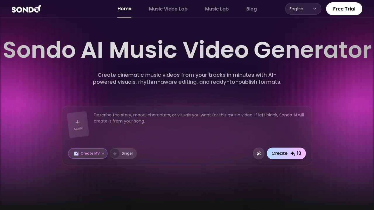 Sondo AI Music Video Generator product screenshot
