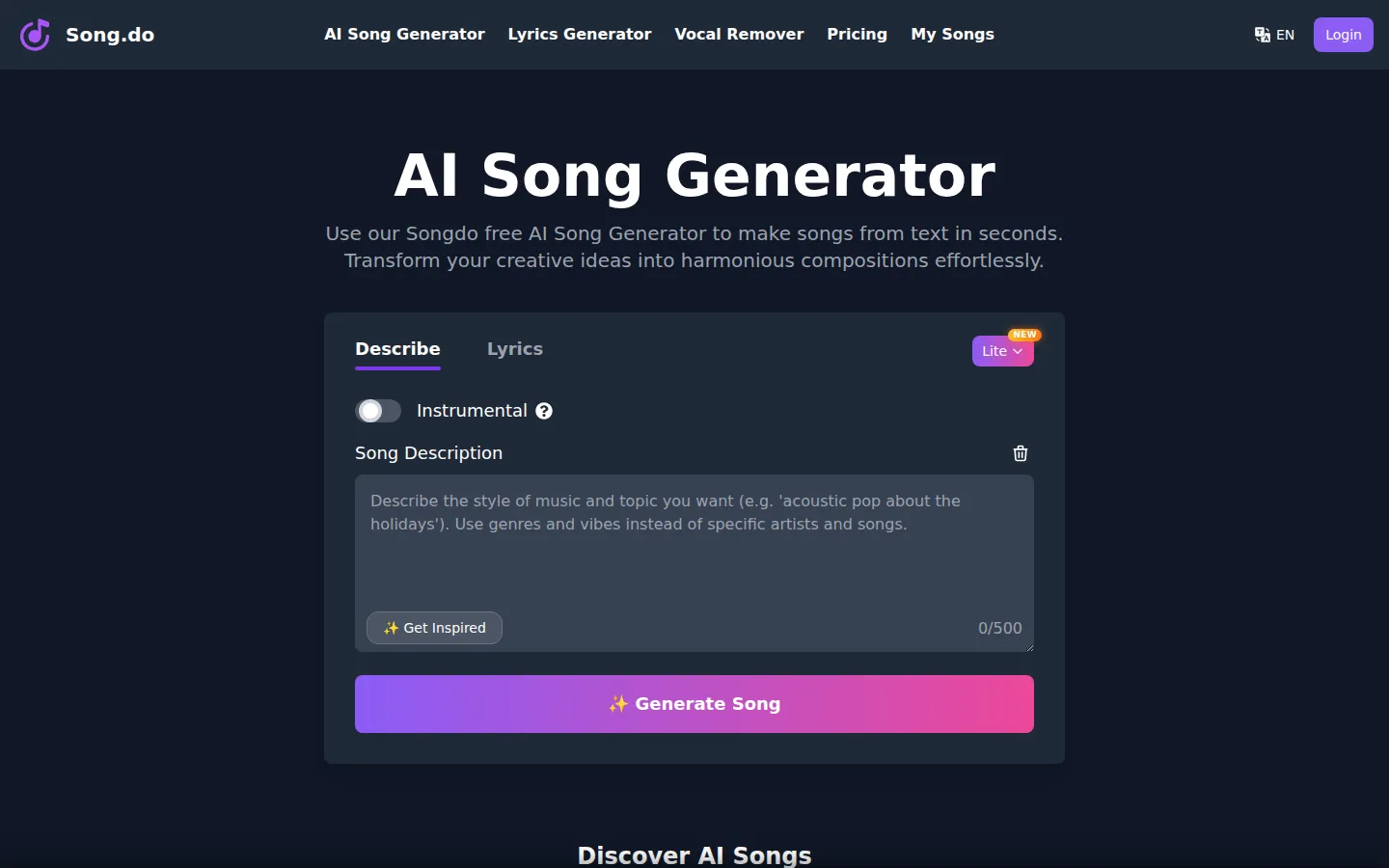 Song.do AI Song Generator product interface screenshot