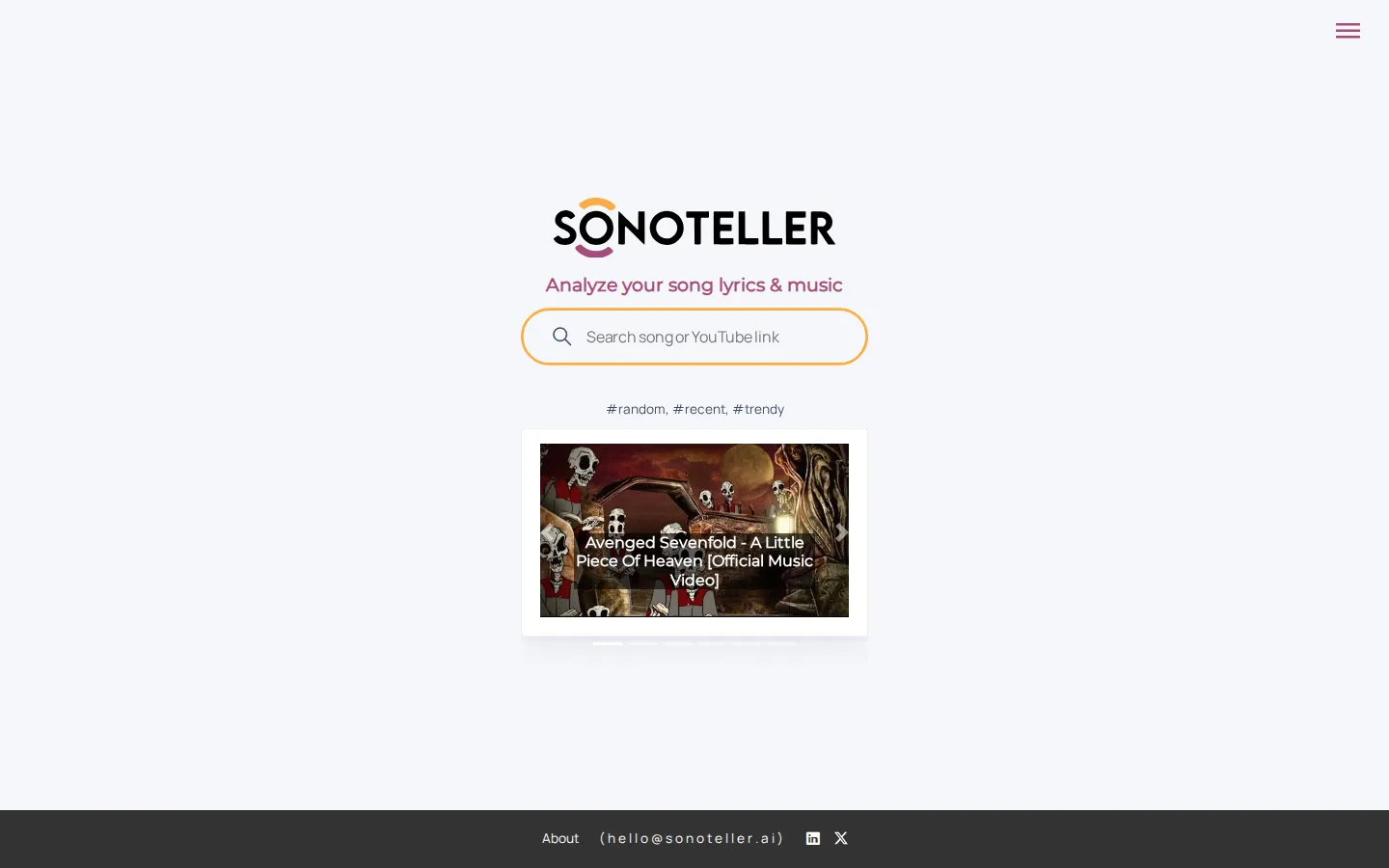 Sonoteller AI API product screenshot
